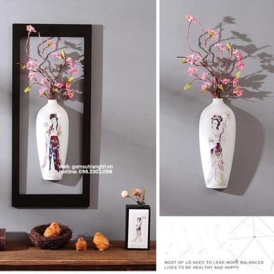 BÌNH HOA TREO TƯỜNG 3D KÈM KHUNG + HOA